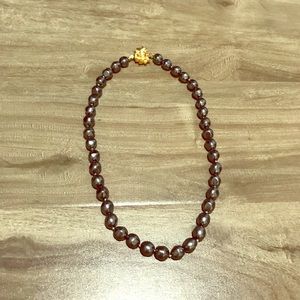 Metallic Blue Necklace with Gold Fastner